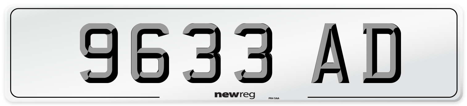 9633 AD Number Plate from New Reg